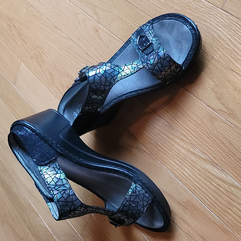 Alegria Black oil slick mosiac Sandals, 39 EU